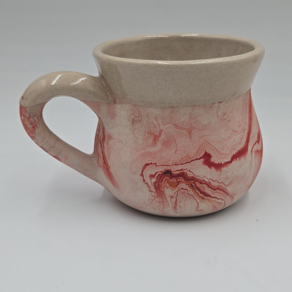 Vintage Nemadji Scholastic Art Award Pottery Mug Hand Painted Orange Coffee Cup